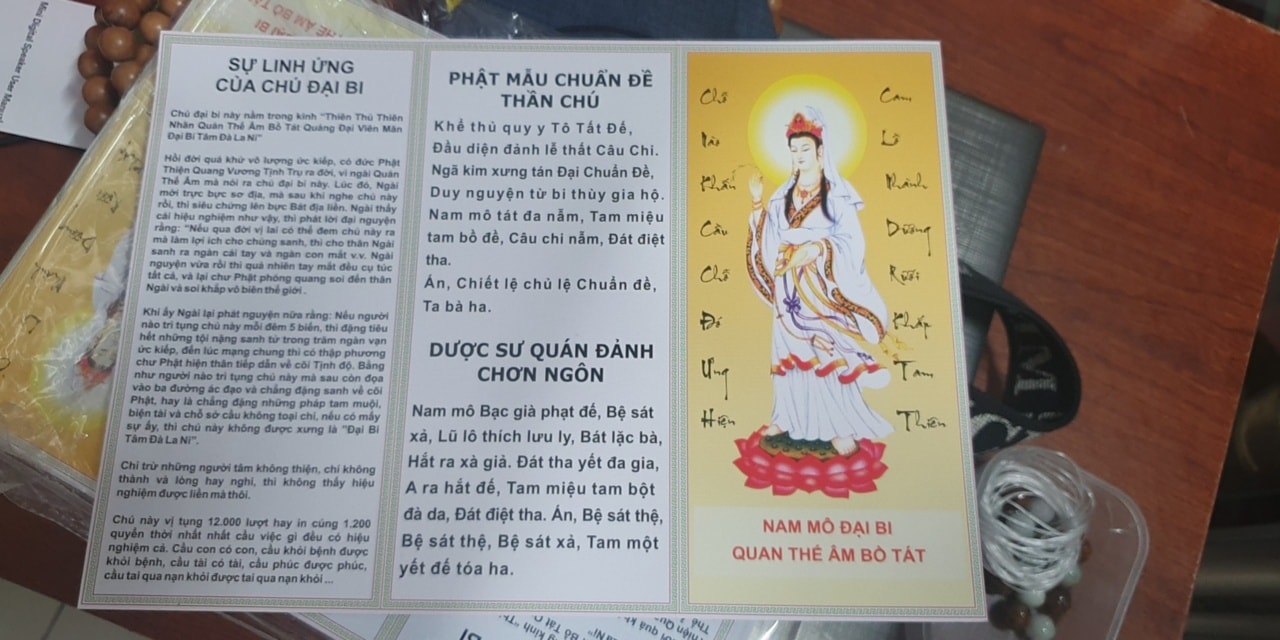 10 tờ chú đại bi khổ giấy a5 gấp gọn
