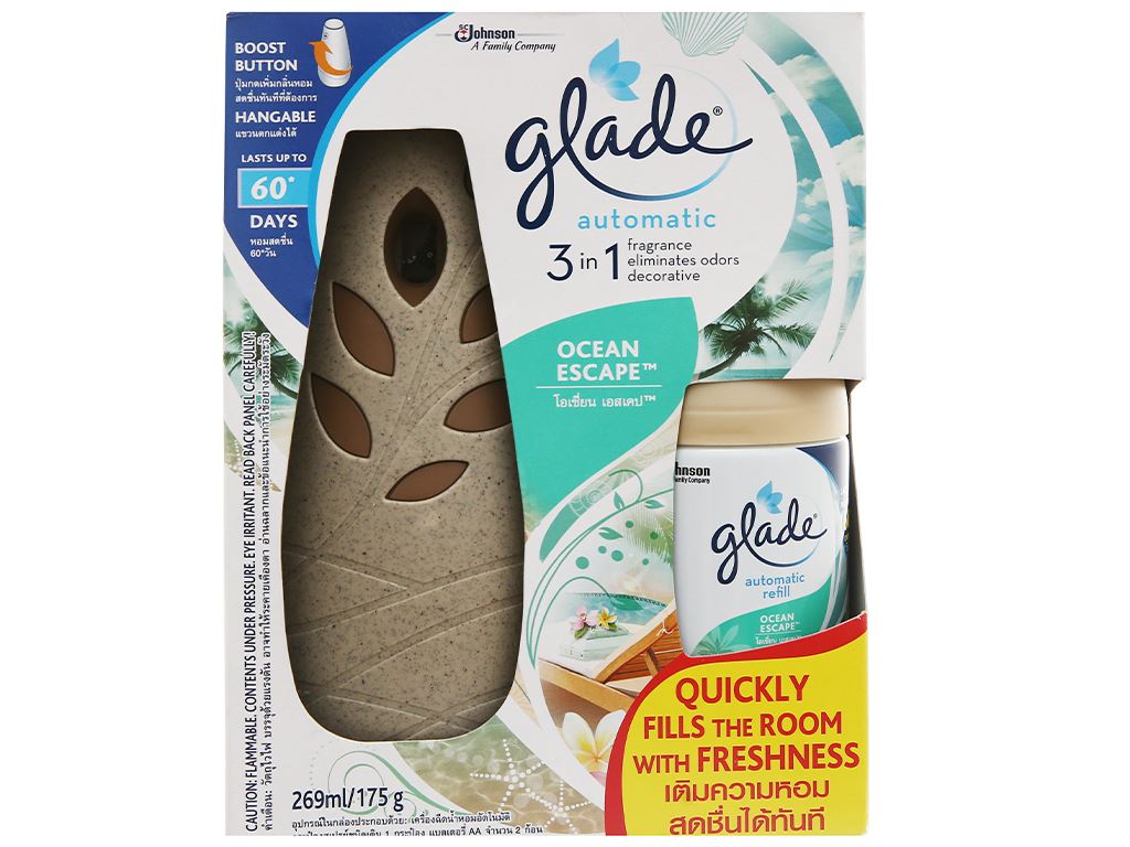 Bộ xịt phòng tự động Glade hương biển 175g 1