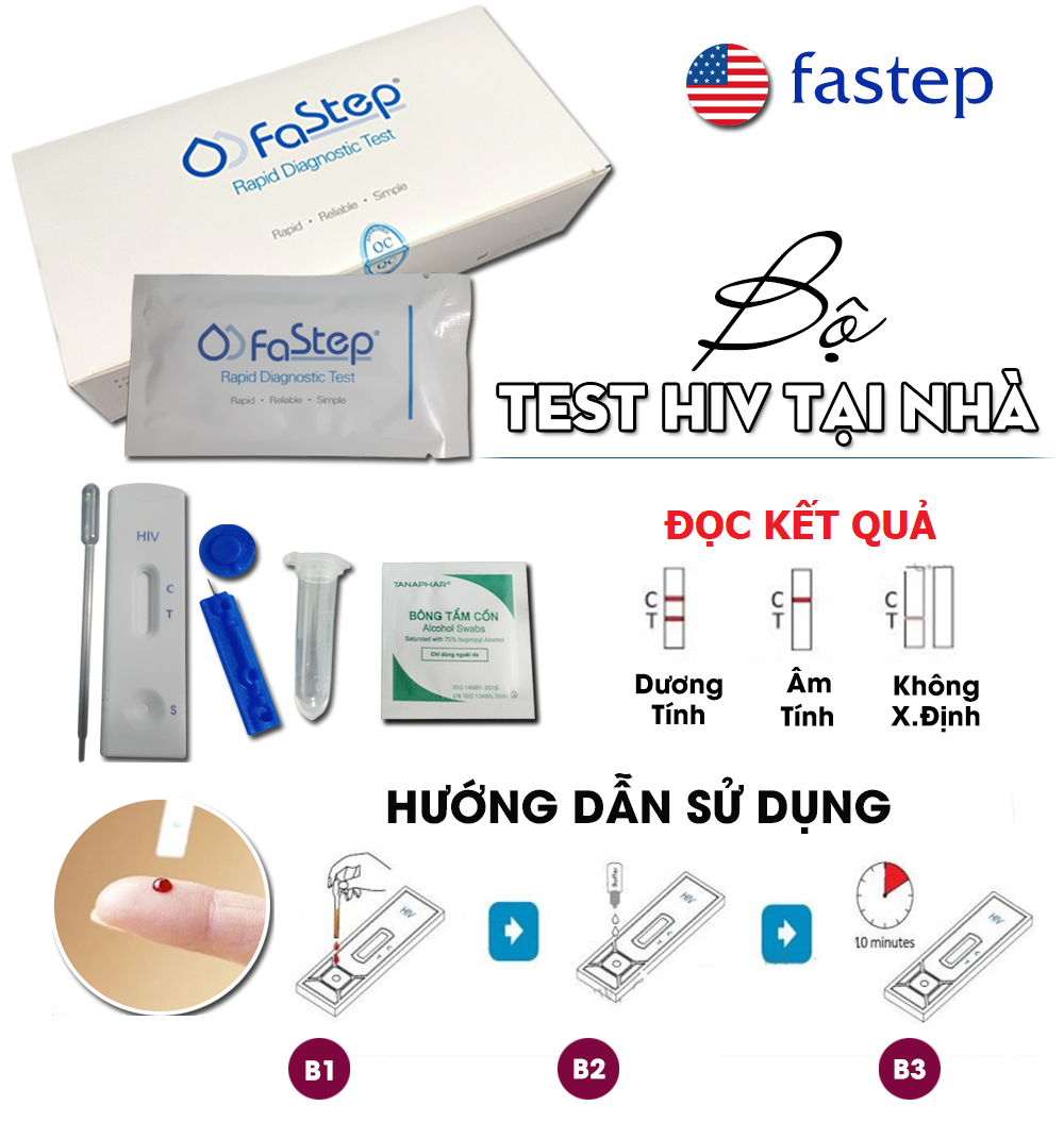 Test HIV, Bộ Xét Nghiệm HIV Fastep Tại Nhà Cho Kết Quả Chính Xác [Che Tên Sản Phẩm Khi Giao Hàng]