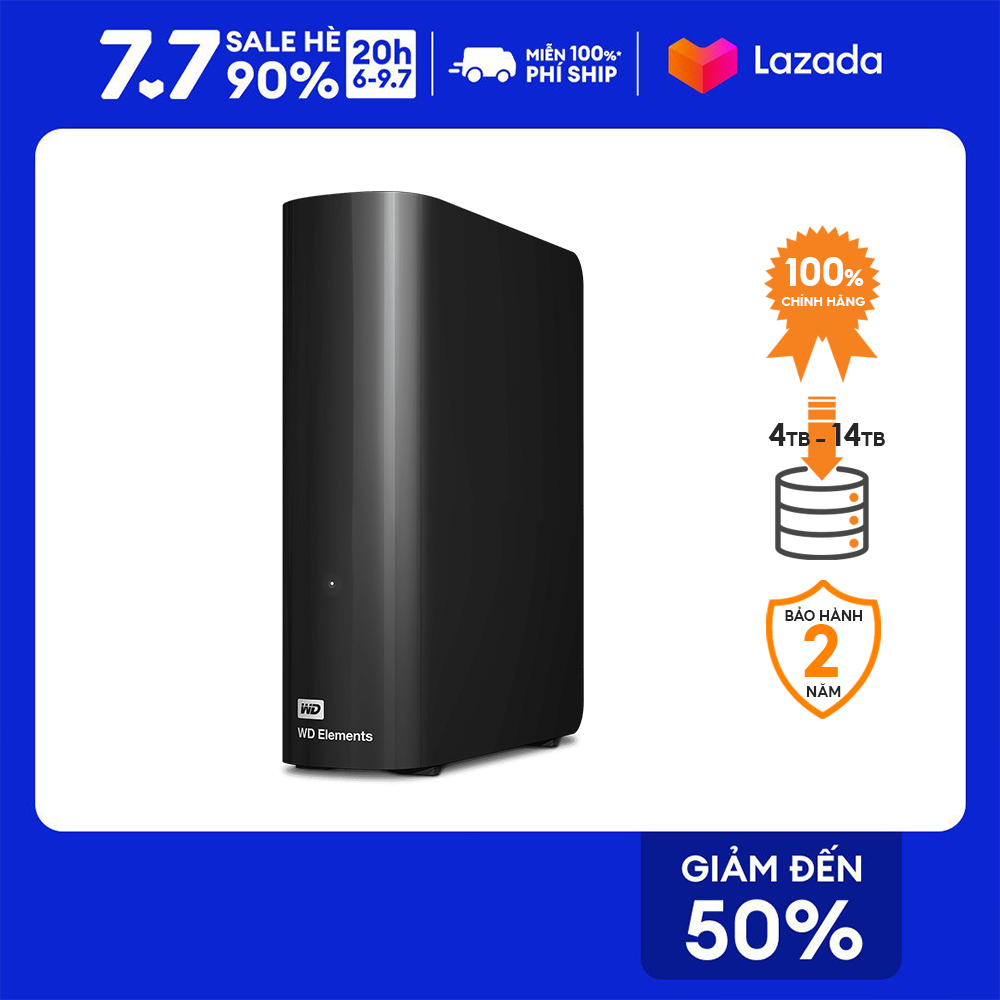 Ổ cứng di động hdd western digital wd elements 3.5" - 4tb/6tb/8tb/10tb/12tb/14tb - bảo hành 2 năm - chính hãng