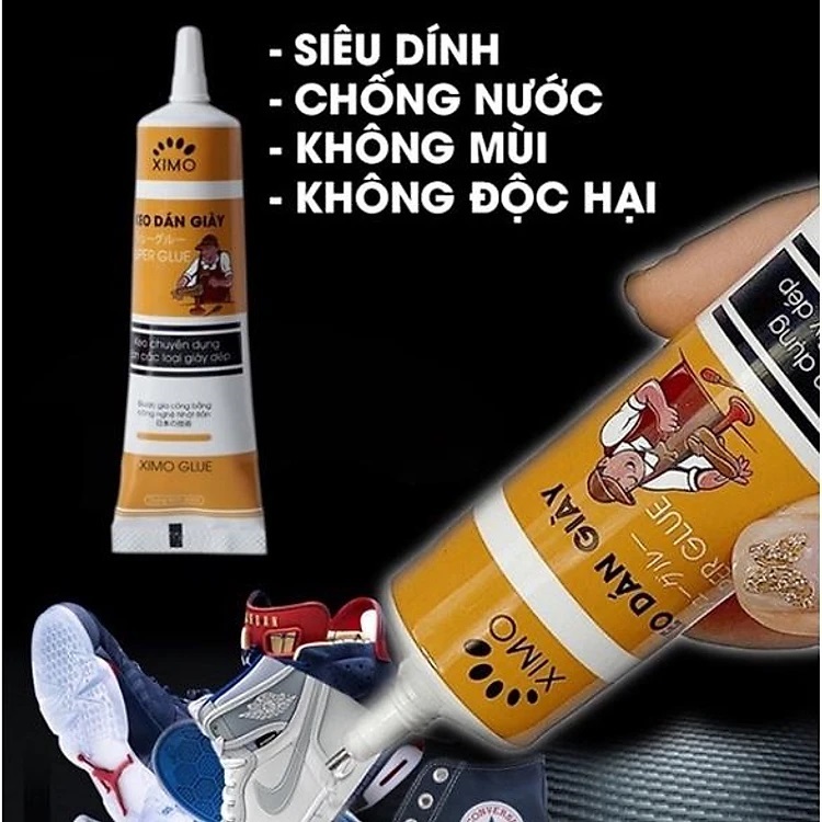 Keo dán giày dán túi xách siêu dính dùng nhiệt trong suốt ximo tuýp tiện lợi dán vết rách giày, túi xách, đồ nội thất da