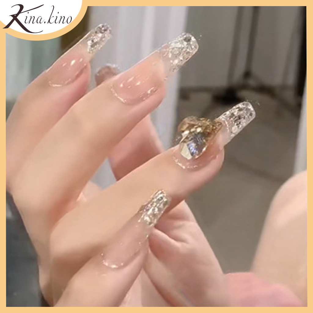 Móng tay giả đá cao cấp- nail giả đính đá mẫu mới HOT 2021- Kinakino phukienlamdep