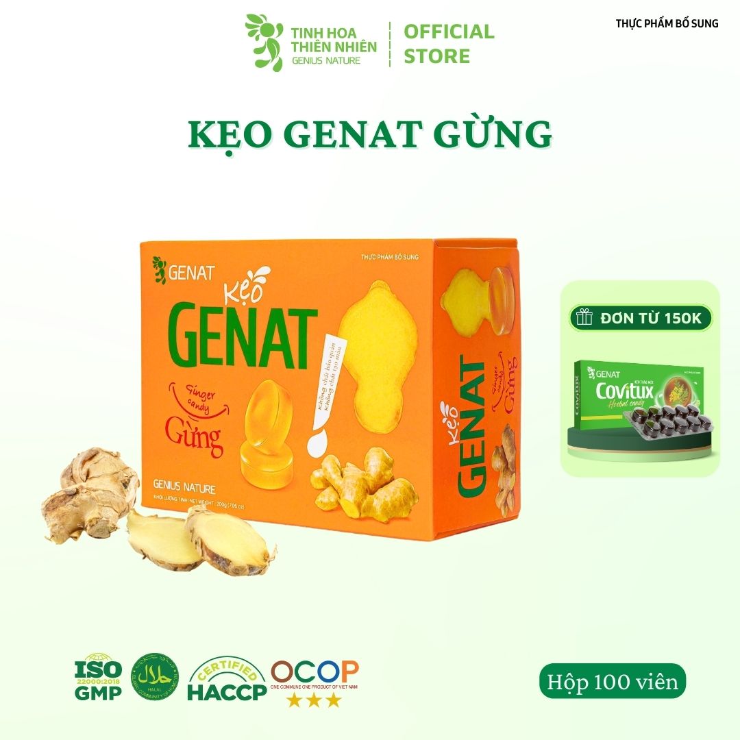 Kẹo Gừng Genat (Hộp 100 viên) - Genat - Tinh Hoa Thiên Nhiên