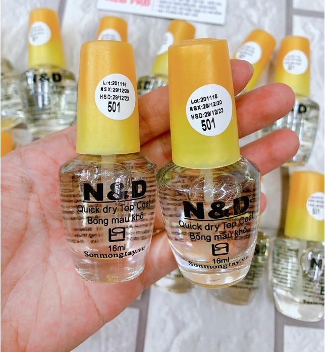 Sơn móng tay - sơn bóng mau khô nắp vàng nd - chai 16ml