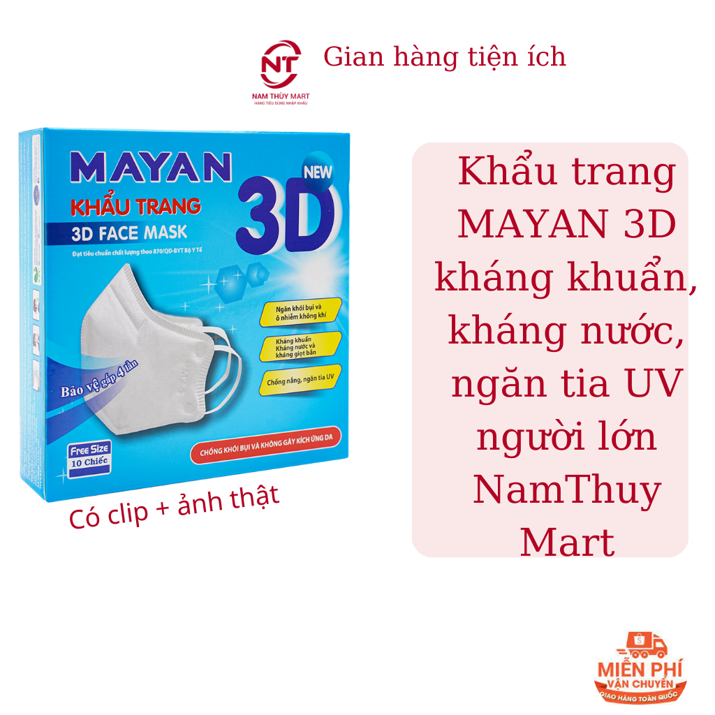 Khẩu trang 3D cao cấp MAYAN ngăn bụi, ngăn nước