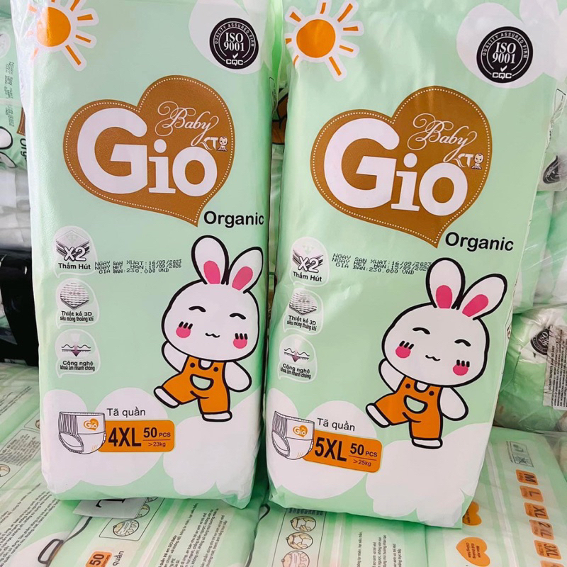 COMBO 2 Bịch Bỉm quần Baby Gio Organic  100 miếng giá rẻ