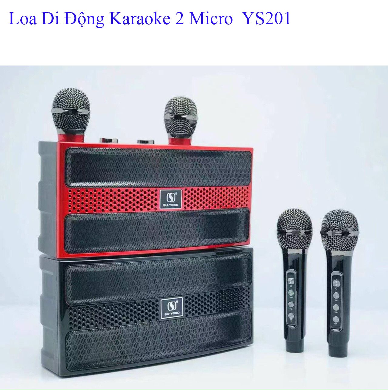 [ TẶNG KÈM 2 MICRO ] Loa Karaoke Bluetooth Không Dây Có Jack Cắm SU-YOSD YS 201- Loa Karaoke Mini Công Suất Lớn Tặng Kèm 2 Micro, Thiết Kế Với Bộ Điều Chỉnh Bass Echo Âm Lượng Trên Micro Sạc Pin Cho Micro Ngay Trên Loa Cực Kỳ Tiện Lợi