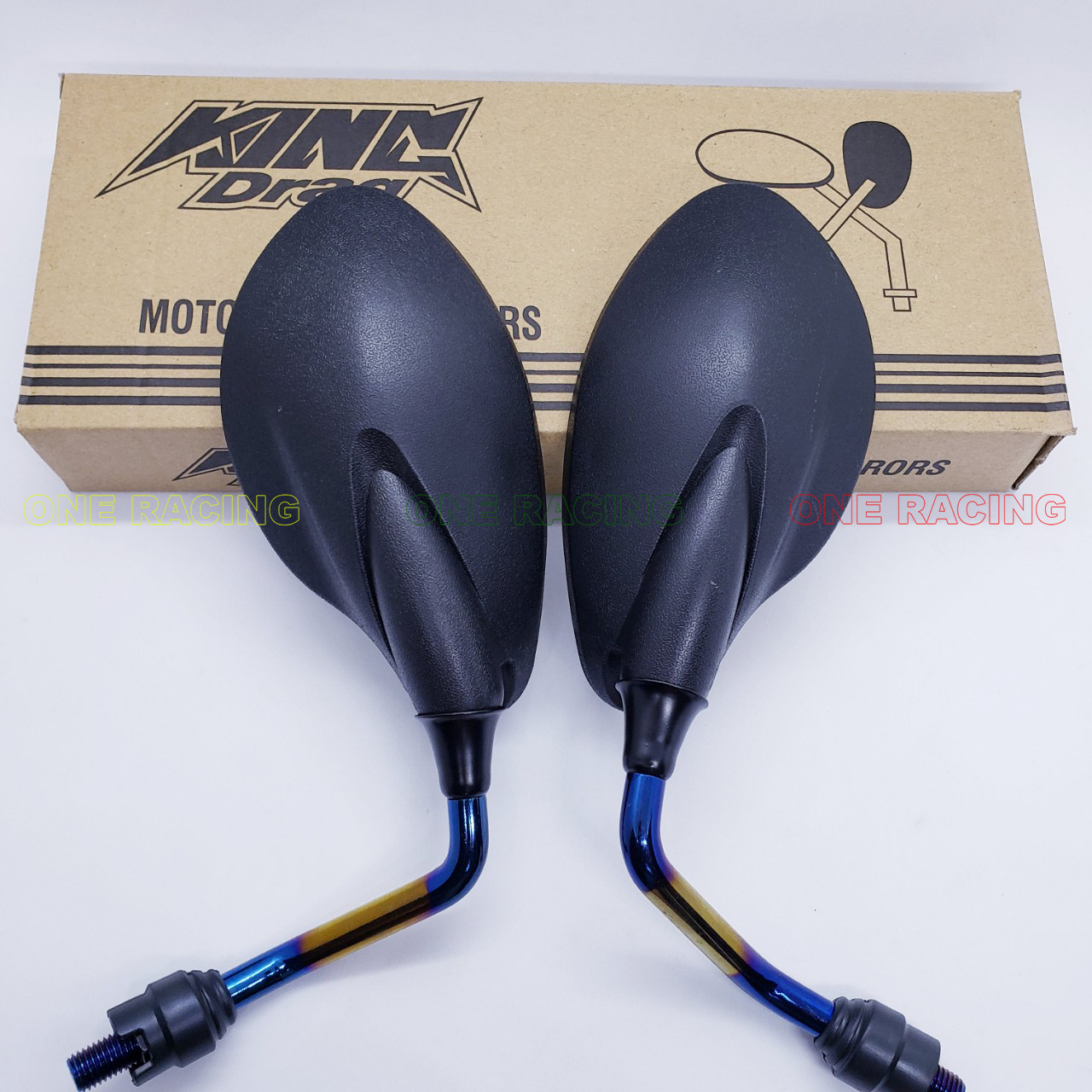 Gương xe máy kiểu đẹp, kính chiếu hậu kingdrag chân 10li xi titan 7 màu gắn xe máy exciter sirius jupiter (1 cặp răng thuận và ngược)