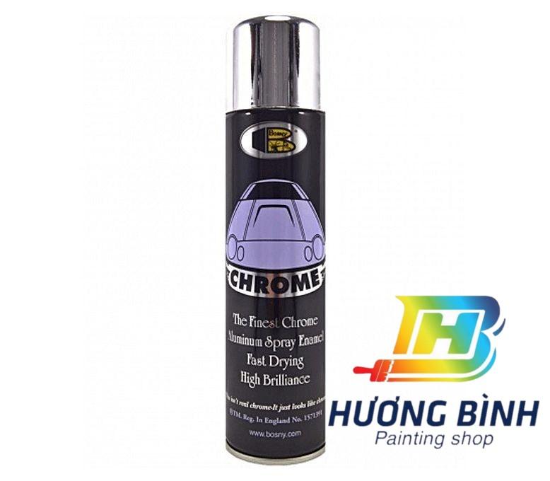 Sơn xịt Bosny Chrome (màu Xi Inox)