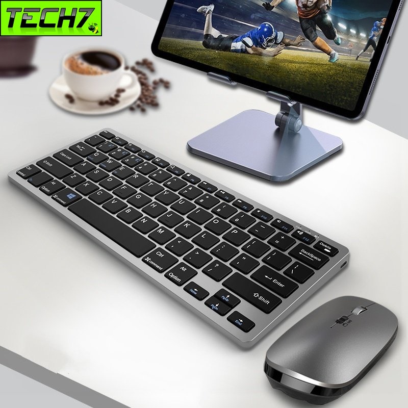 Bộ Bàn phím chuột không dây mini W616C - pin sạc TypeC - đa kết nối bluetooth 5.0 + 3.0 + Usb wireless 2.4G