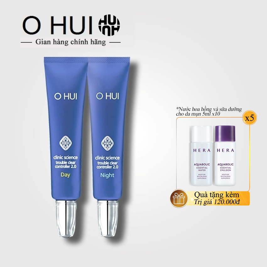 Set Kem Ngừa Mụn Ngày và Đêm Ohui Clinic Science Trouble Clear Controller 2.0 15mlx2 - Kem mụn Ohui; kem ngừa mụn ohui; set kem mụn ohui