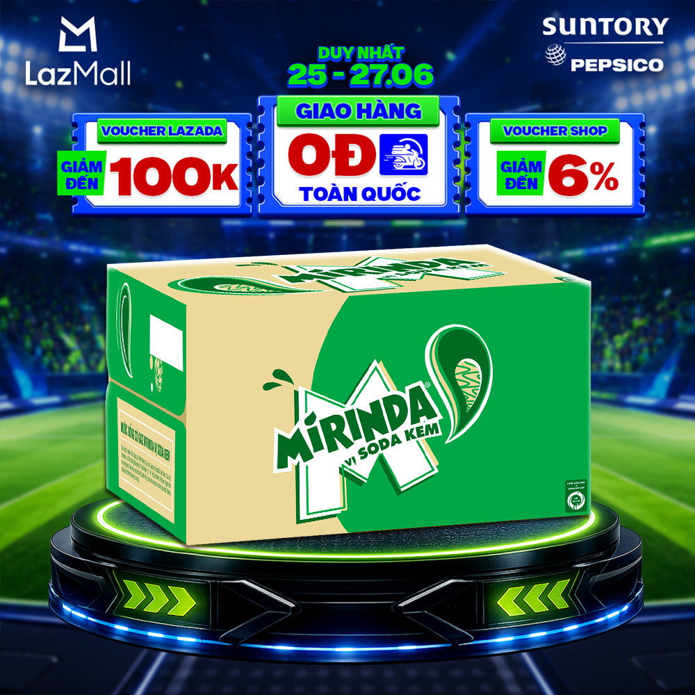 [SALE 15.6] Thùng 24 Chai Nước Ngọt Giải Khát Có Gaz Mirinda Soda Kem (390ml/chai)