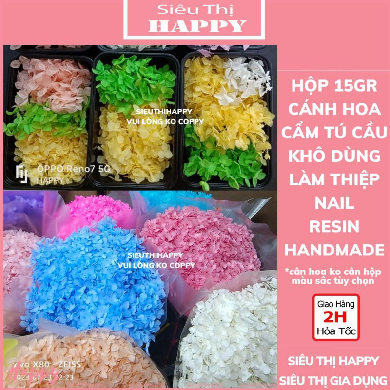 Hộp 15gr Hoa Cẩm Tú Cầu Khô, trang trí nail, resin, handmade.