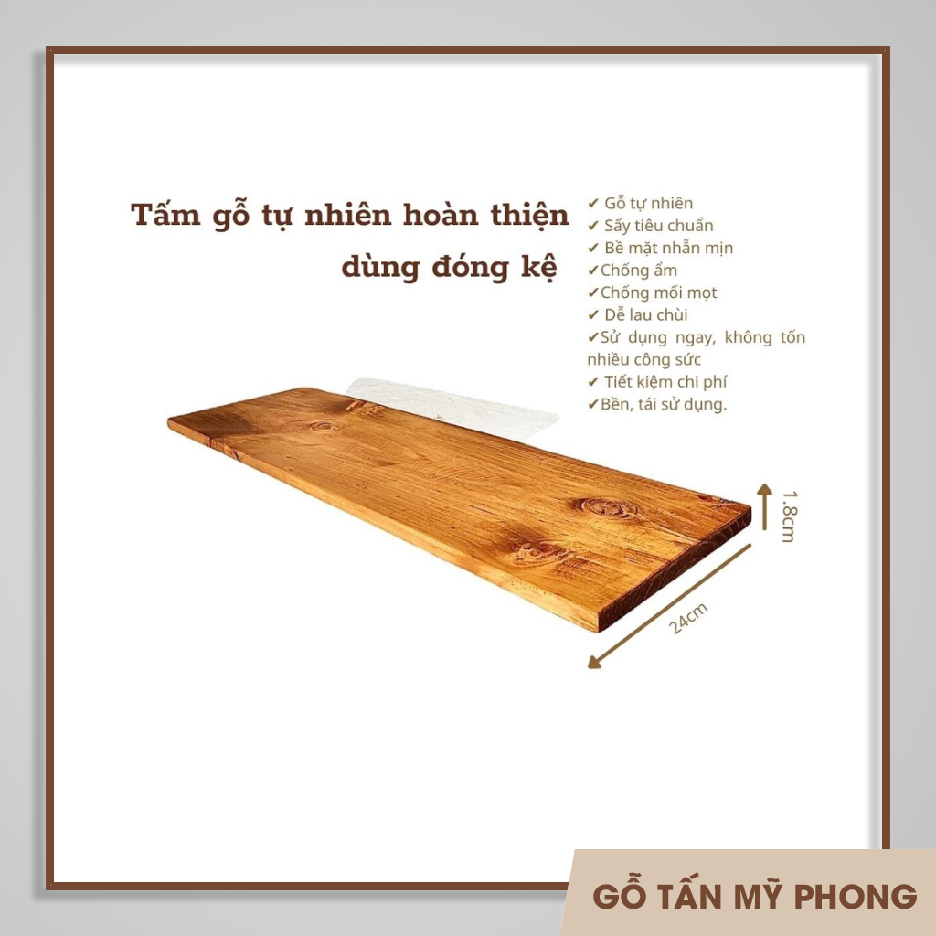 Tấm gỗ tự nhiên đóng kệ, làm bậc cầu thang đã xử lý bề mặt chống ẩm mốc cong vênh