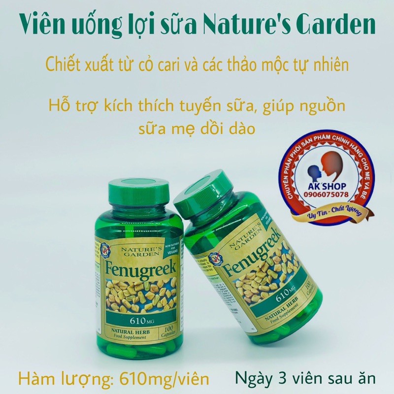 Viên Uống Lợi Sữa Fenugreek Nature’S Garden Hàng