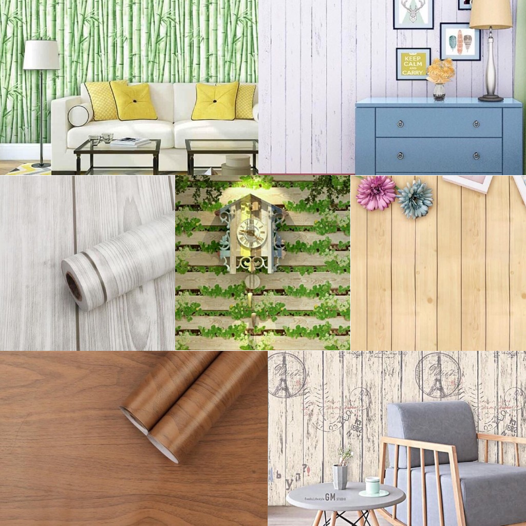 [HCM]Cuộn Giấy dán tường ( có sẵn keo ) - giả gỗ ( nhiều mẫu mới )