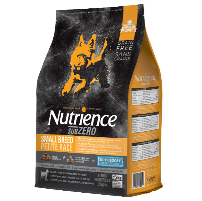 Thức Ăn Cho Chó Hạt Nhỏ Nutrience Subzero Grain-free - gà tây, cá hồi, cá trích, cá tuyết và rau củ quả túi 500G