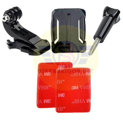 Bộ gắn cằm nón nón fullface (1 đế J+1 pass+1 vít dài+2keo) , gắn cằm nón , gắn camera lên nón , phụ kiện camera hành trình