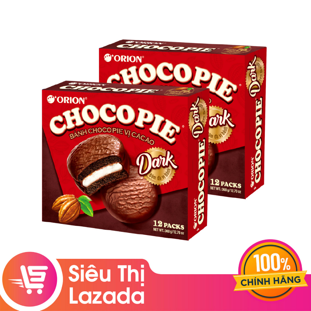 Combo 2 Bánh Chocopie Dark hộp 12 gói (2 hộp x 360g)