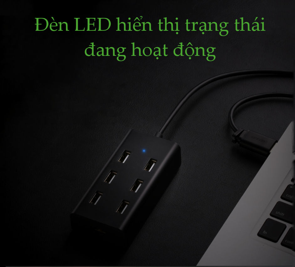 Bộ chia USB 2.0 ra 7 cổng, hỗ trợ mở rộng cổng USB 2.0 cho máy tính, laptop, dài 1m UGREEN CR133 30374 Bộ chia USB 2.0 ra 7 cổng, hỗ trợ mở rộng cổng USB 2.0 cho máy tính, laptop, dài 1m UGREEN CR133 30374