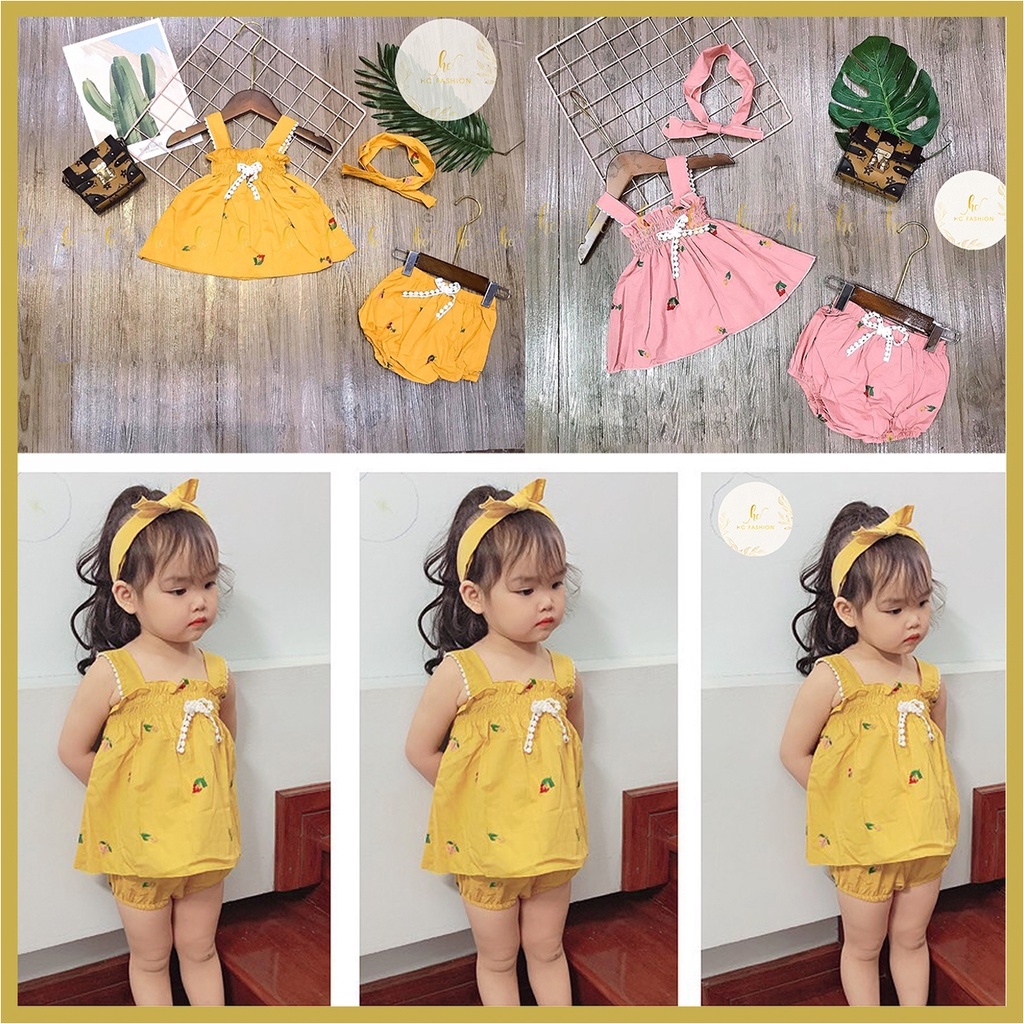 Quần áo bé gái🎯𝑭𝑹𝑬𝑬𝑺𝑯𝑰𝑷+TẶNG TURBAN🎯Set đồ trẻ em THIẾT KẾ💞HC KIDS-SÉT 2 DÂY ĐÍNH NƠ ĐŨI THÊU thiết kế cao cấp VNXK