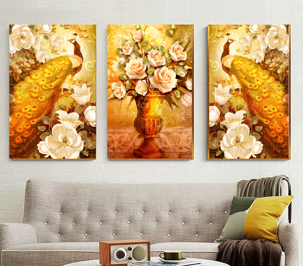 Tranh Dán Tường Chim Công - Chất liệu Decal chống thấm nước - Kích thước 50 x 70, 40 x 60 MS 03 - Tranh trang trí, tranh treo tường, tranh treo phòng khách, tranh treo phòng ngủ, tranh treo tường 3D, tranh nghệ thuật, tranh phong thủy
