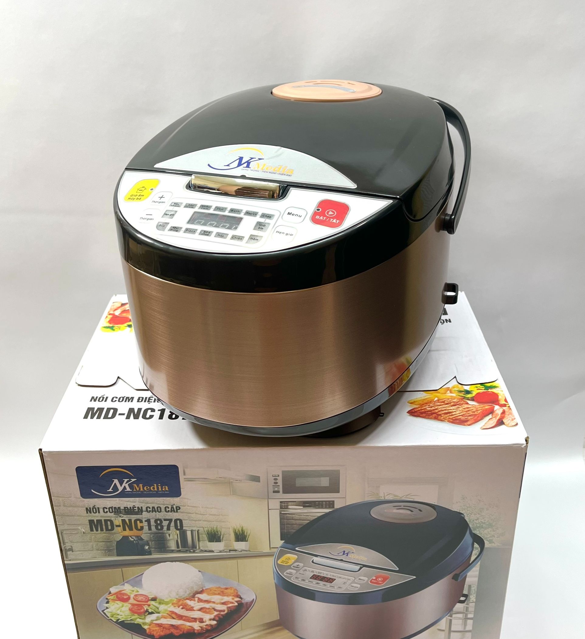 Nồi cơm điện tử đa năng media md-nc1870 1,8 lít, 8 chế độ, nồi cơm điện tử media ,nồi cơm điện,nồi cơm điện tử ,nấu cơm 4 chiều giúp cơm ngon bông cơm đều giữ ấm nhiều giờ các chế độ nấu, cháo, ninh, hầm, thổi sôi.