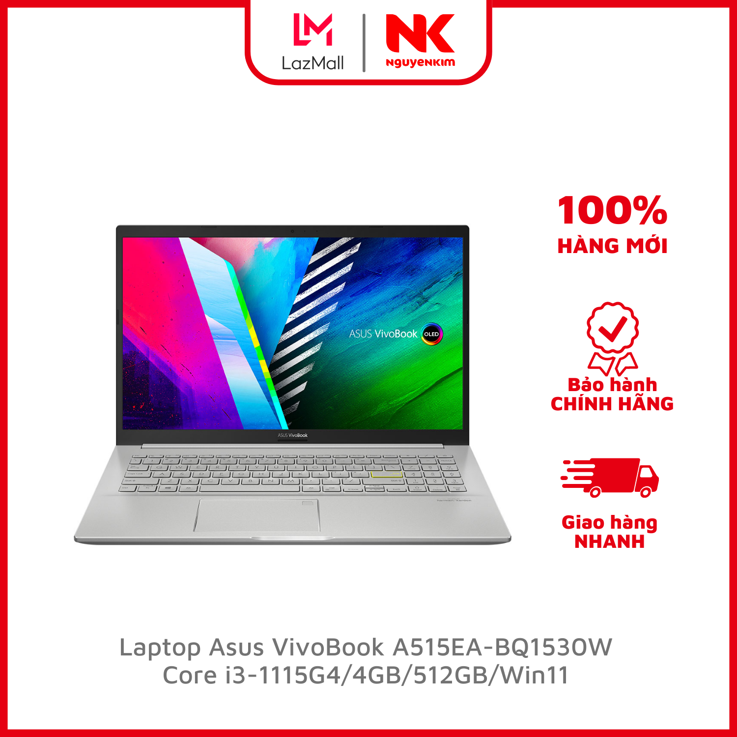 Laptop asus vivobook a515ea-bq1530w i3-1115g4/4gb/512gb/win11
