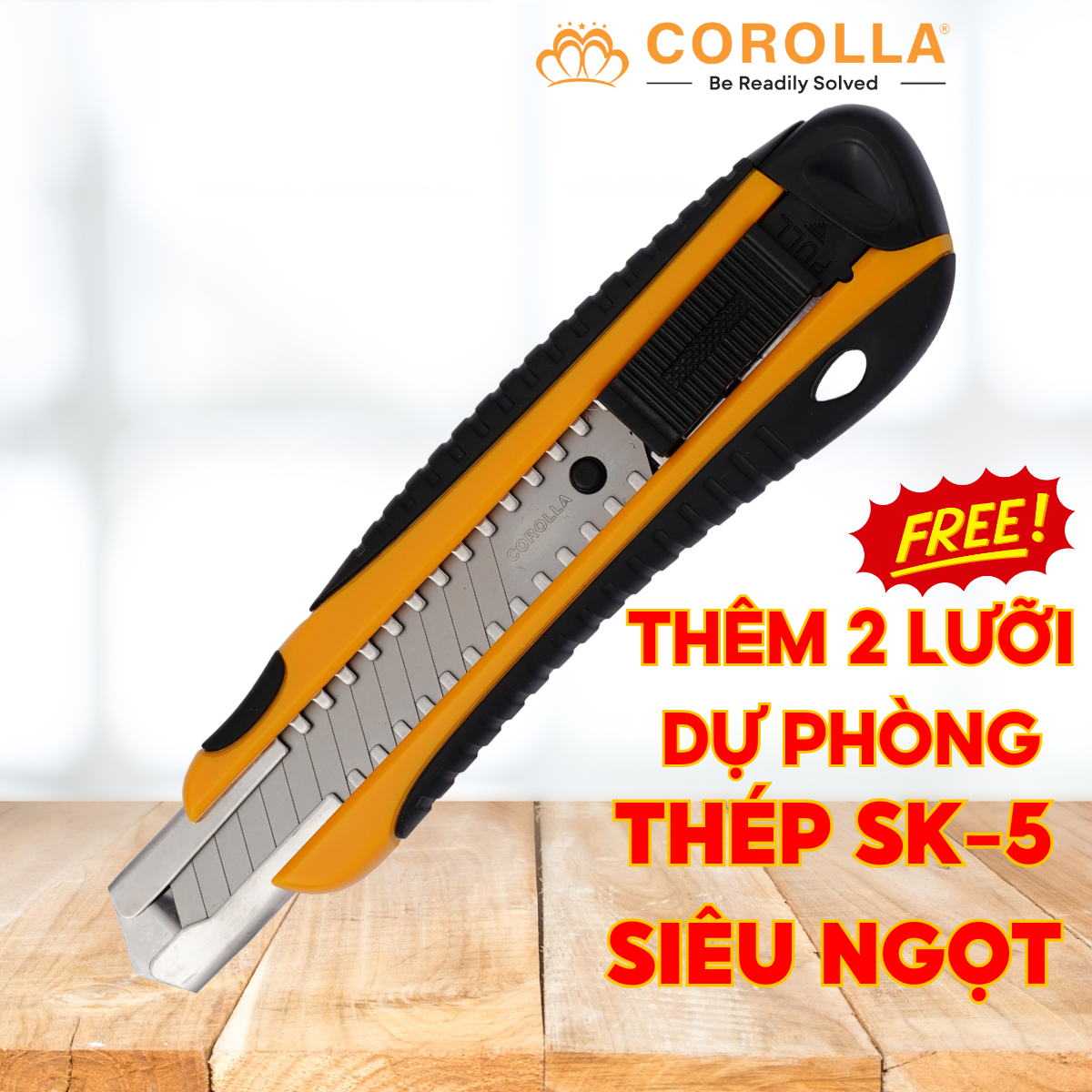 Dao rọc giấy 3 lưỡi, dao rọc giấy hợp kim sk5 cao cấp corolla bọc cao su/sắc bén/siêu bền/không gỉ