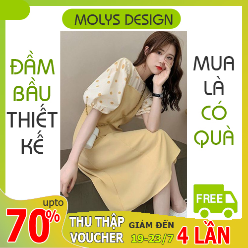 Váy bầu thời trang thiết kế chất lụa hàn châu freesize từ 40 đến 70kg VM6630