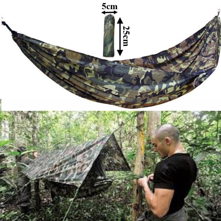 VÕNG DÙ 2 LỚP DÃ NGOẠI - HỌA TIẾT XANH LÍNH