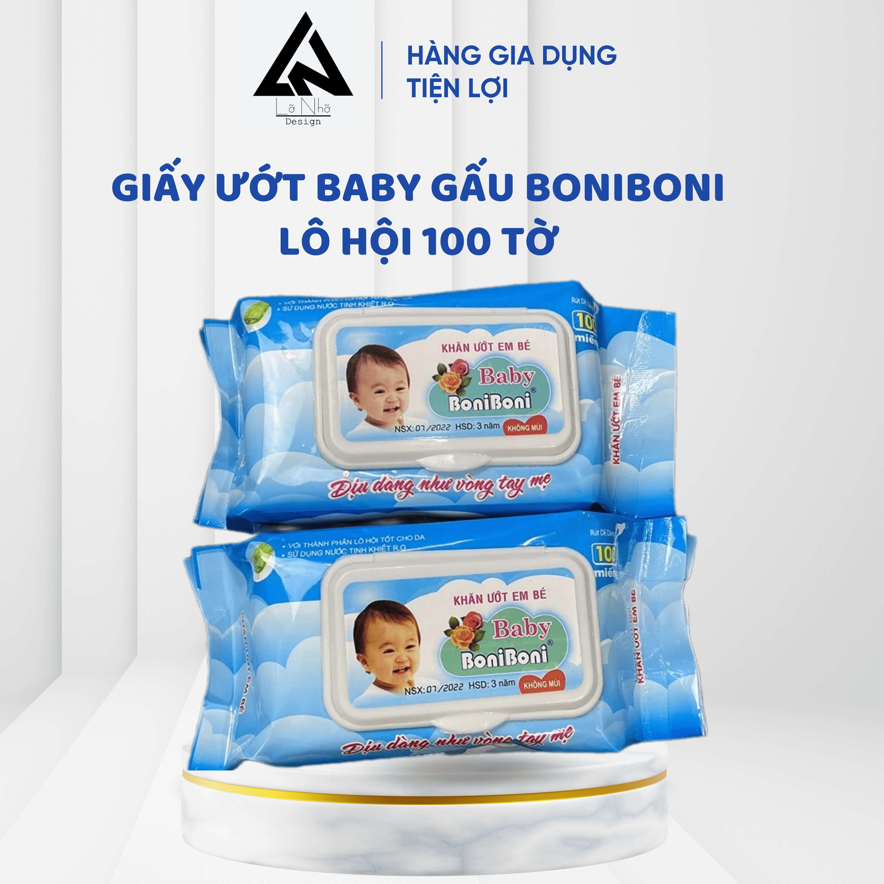Khăn giấy ướt baby không mùi an toàn chính hãng BoniBoni dịu dàng như vòng tay Mẹ - Khăn Ướt Không Mùi Cho Bé Sơ Sinh  100 tờ 1 gói