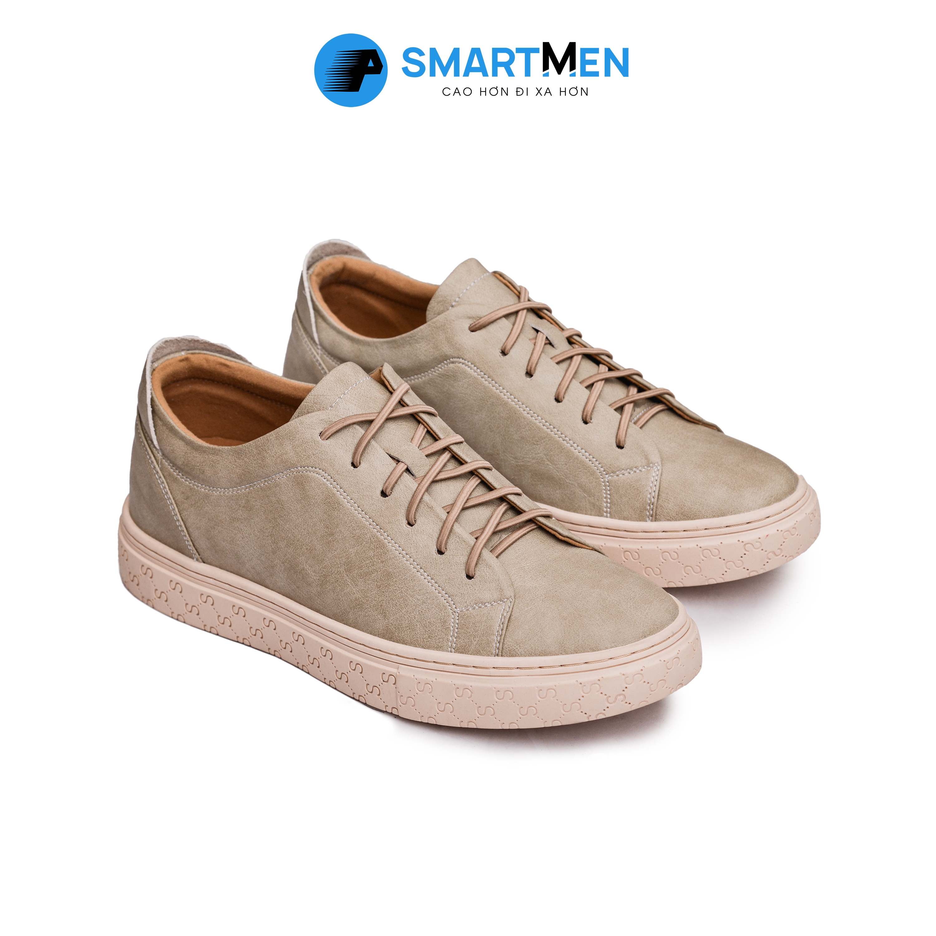 Giày thể thao tăng chiều cao smartmen star-03s nâu