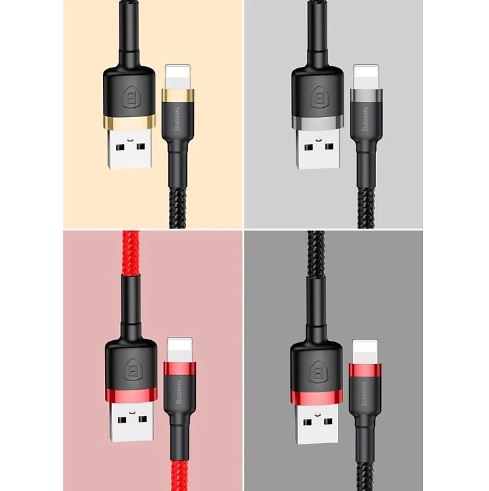 Cáp sạc iphone 5/6/7/8/x/xs/xs max baseus cafule dài 1m - bọc dù chống đứt