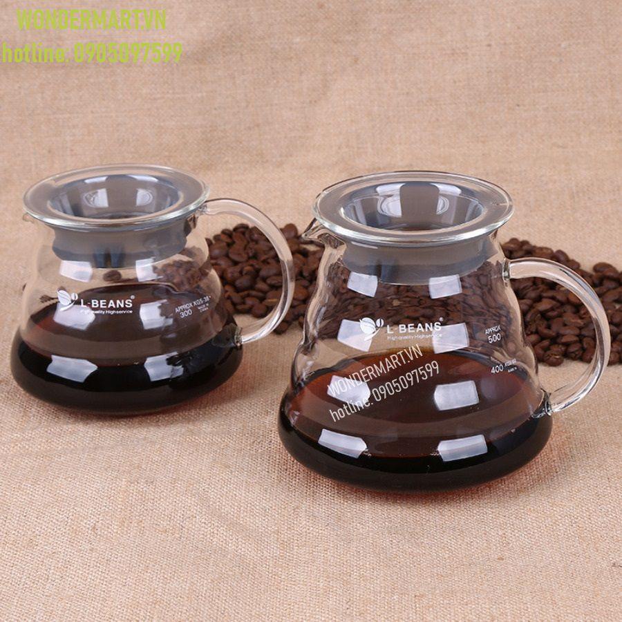 Bình chứa cà phê v60 l-beans thủy tinh 360ml-600ml