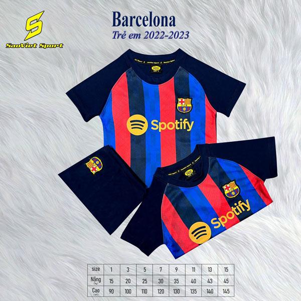 Quần áo Bóng đá Trẻ em CLB Barcelona, QA đá banh clb Barca nhiều màu