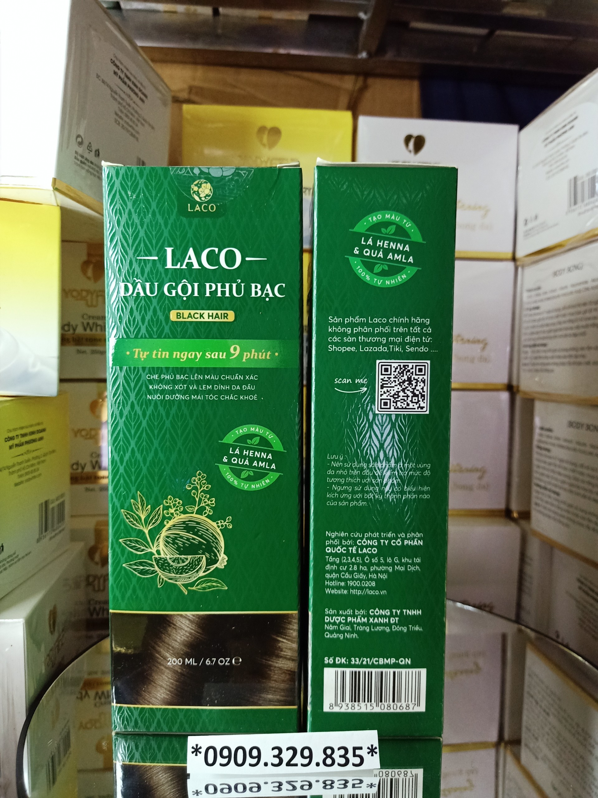 Dầu gội nhuộm đen tóc phủ bạc Black Hair Laco 200ml