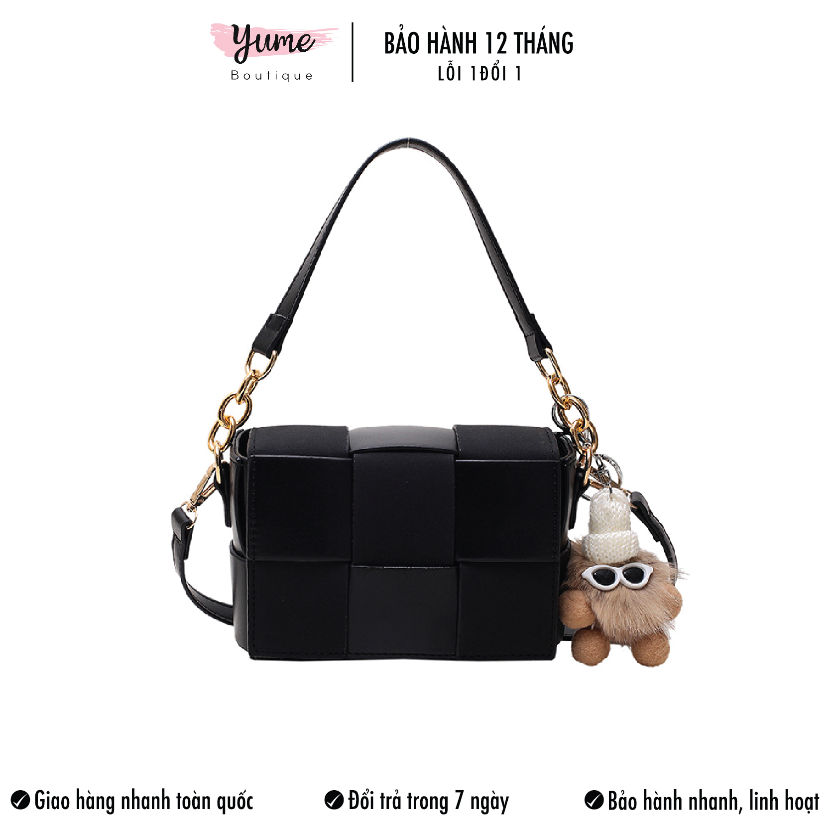 [Tặng Kèm Cục Bông Cute] Túi Hộp Đan Ô Vuông Sành Điệu Túi Đeo Chéo Xách Tay Nữ Size 18 TH99