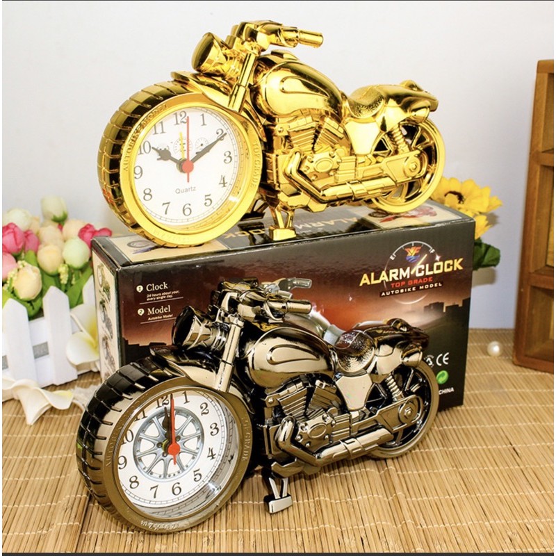 Đồng hồ trang trí để bàn, báo thức mô hình xe mô tô