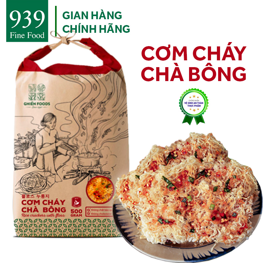 Cơm cháy chà bông GHIỀN FOODS 500g thượng hạng, chất lượng , chứng nhận VSATTP, Ăn là ghiền, đã xuất khẩu Singapore, Đài Loan, Campuchia,...chất lượng đảm bảo