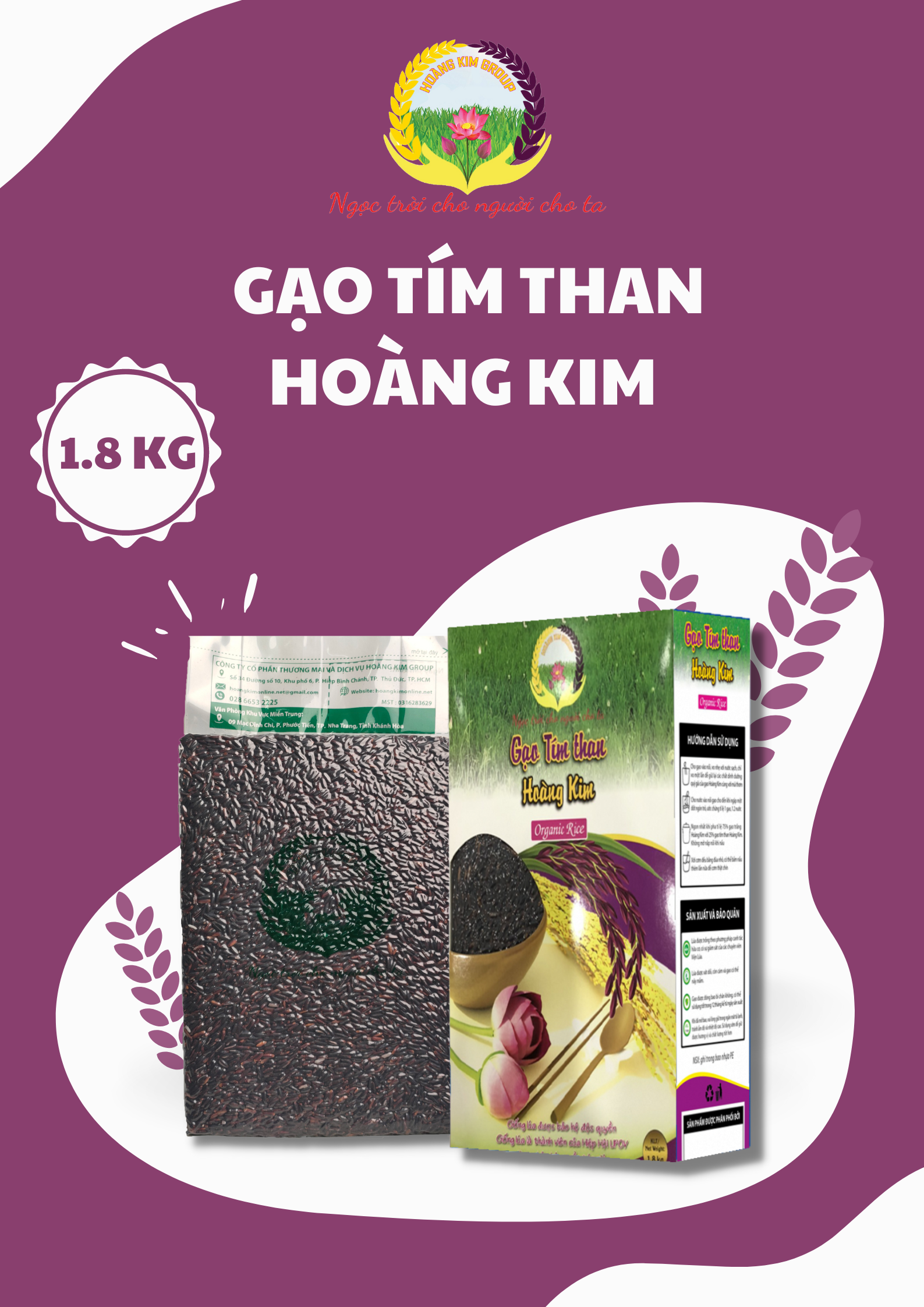 Gạo tím than hoàng kim hữu cơ
