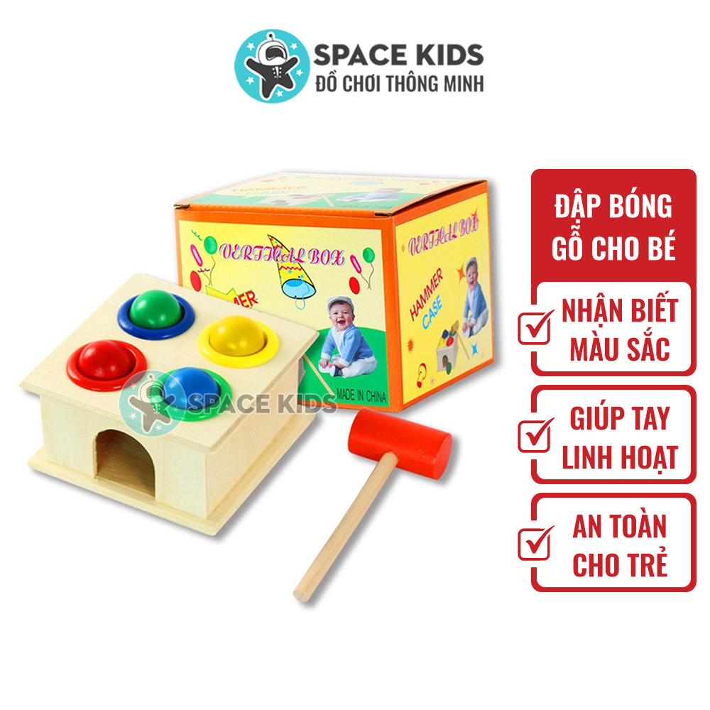 Đồ chơi gỗ cho bé Hộp đập bóng gỗ nhiều màu sắc kèm búa Space Kids chất liệu gỗ tự nhiên