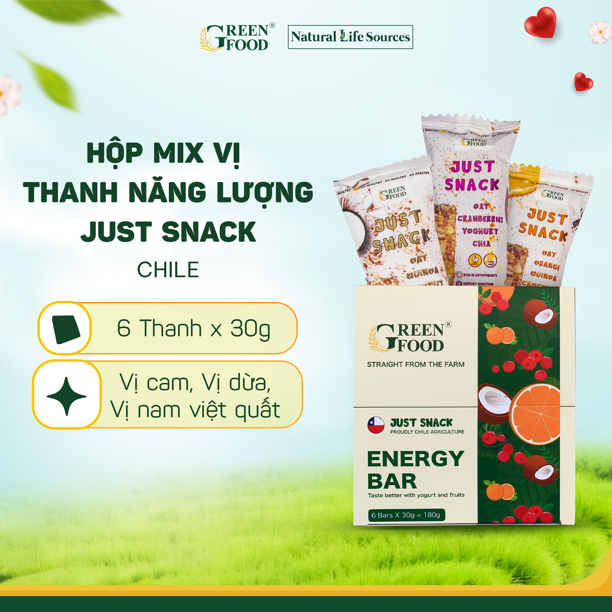 Hộp 6 Thanh Ngũ cốc Yến mạch Just Snack Mix 3 Vị | Hộp 6x30g/thanh - Nhỏ gọn, ăn liền tiện lợi, đủ dinh dưỡng, healthy food
