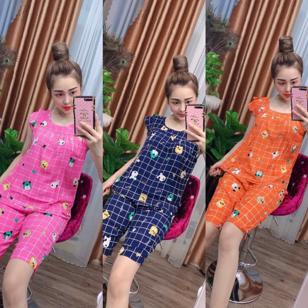 [HCM]ĐỒ BỘ LỤA HÌNH THÚ MẶC NHÀ DỄ THƯƠNG (ẢNH THẬT KÈM VIDEO) GIAO HÌNH THÚ NGẪU NHIÊN  (SIZE 40-70KG) - TL05