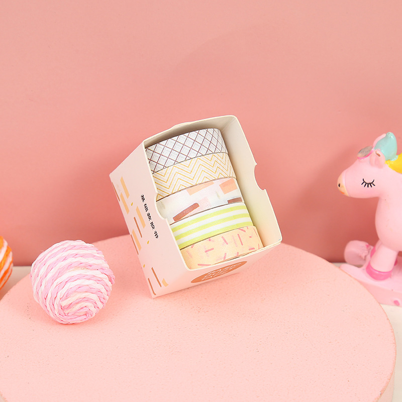 Bộ 5 cuộn băng dính washi tape trang trí sổ cực dễ thương, nhiều mẫu lựa chọn