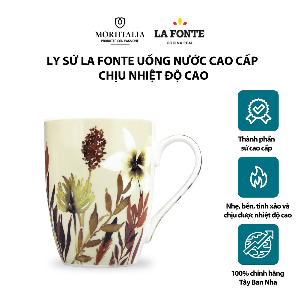 Ly sứ La Fonte uống nước cao cấp chịu nhiệt độ cao Moriitalia 006415-CRE