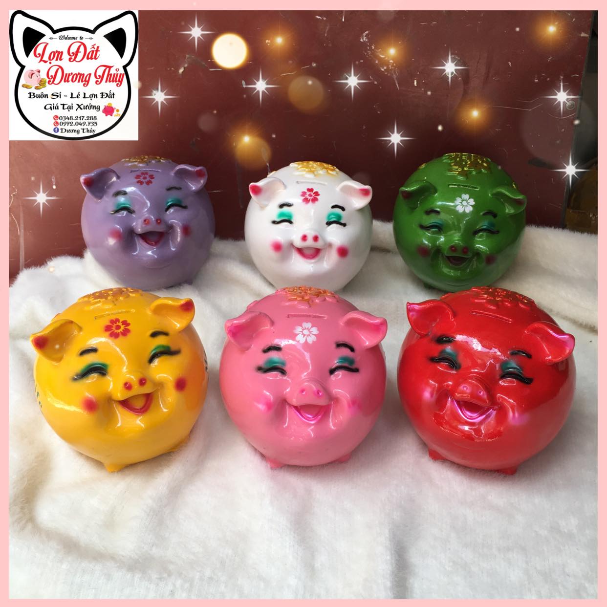 [Ảnh thật +video] Lợn đất tiết kiệm híp Hàn Quốc, Heo đất, heo bỏ ống