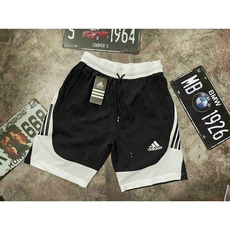 Quần short thể thao nam kẻ sọc pha viền, Quần thể thao Adidas kẻ sọc - MinWay Store