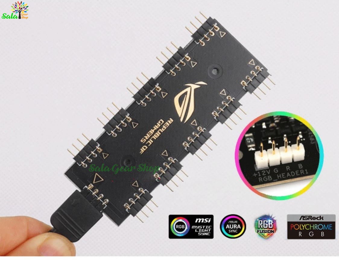 Hub mở rộng 10 cổng logo rog led 5v 3pin | 12v 4pin