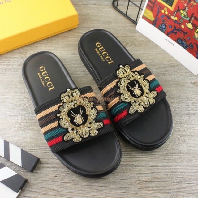 Dép quai ngang nam thổ cẩm ong vàng mới